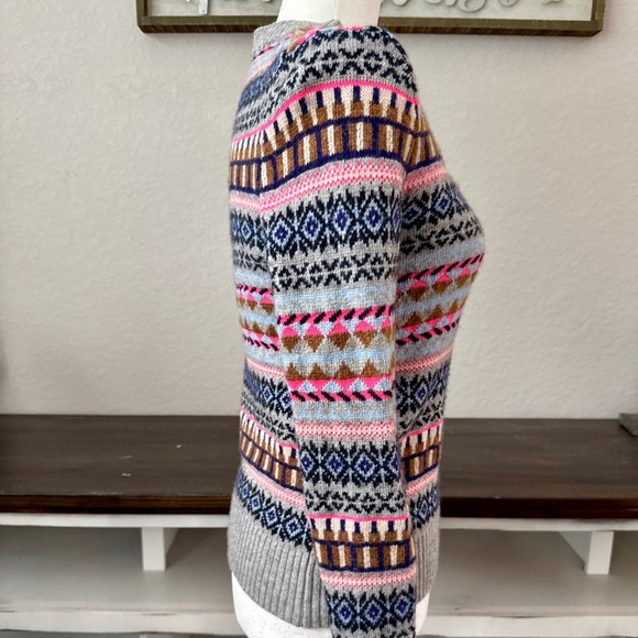 J. Crew Festive Fair Isle Viscose Wool Sweater Women's Size XS - Picture 3 of 8